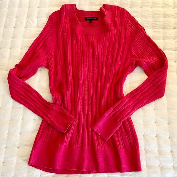 Banana Republic Lightweight Cable Knit Sweater Women's XL | Fuchsia Pink | EUC - Picture 3 of 11